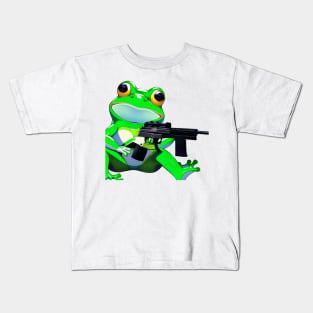 Meme Frog with Gun Kids T-Shirt